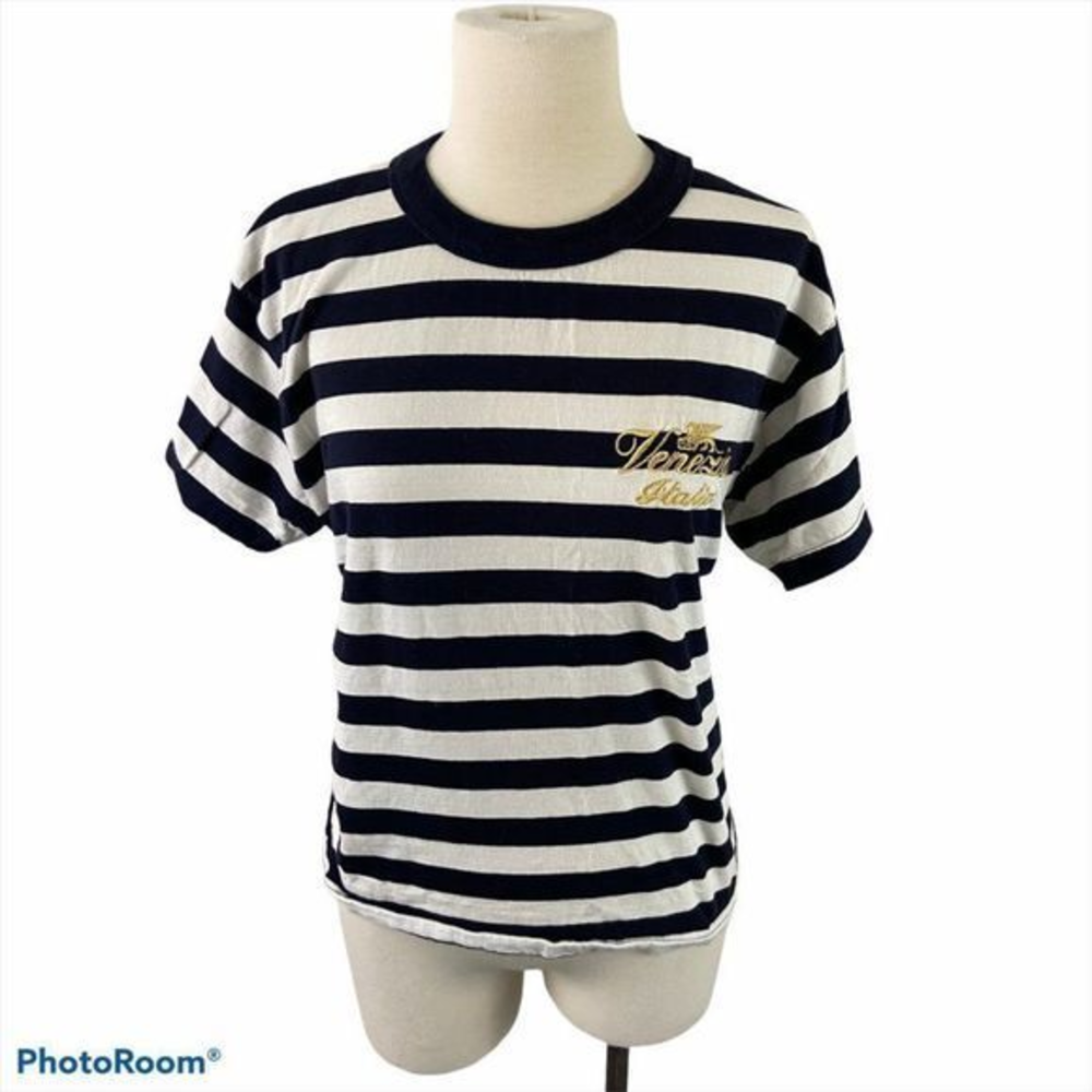 🌿4/$35 🌿VENEZIA ITALIA Black‎ & White Striped Tee